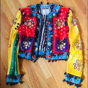 Moschino leather jeweled toreador jacket